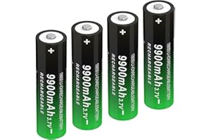 CWUU Button Top 18650 Rechargeable Battery 3.7V 9900mah High Capacity Long-Lasting for Flashlight, Toys and Pathlight 250115-3S (Button Top, 4 Pack)