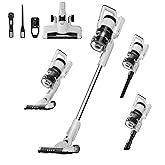 Eureka Cordless Vacuum Cleaner, Anti-Tangle Brushroll, Rechargeable Stick Vacuum, Lightweight for Carpet, Hard Floor, Pet Hair, White NEC280WH