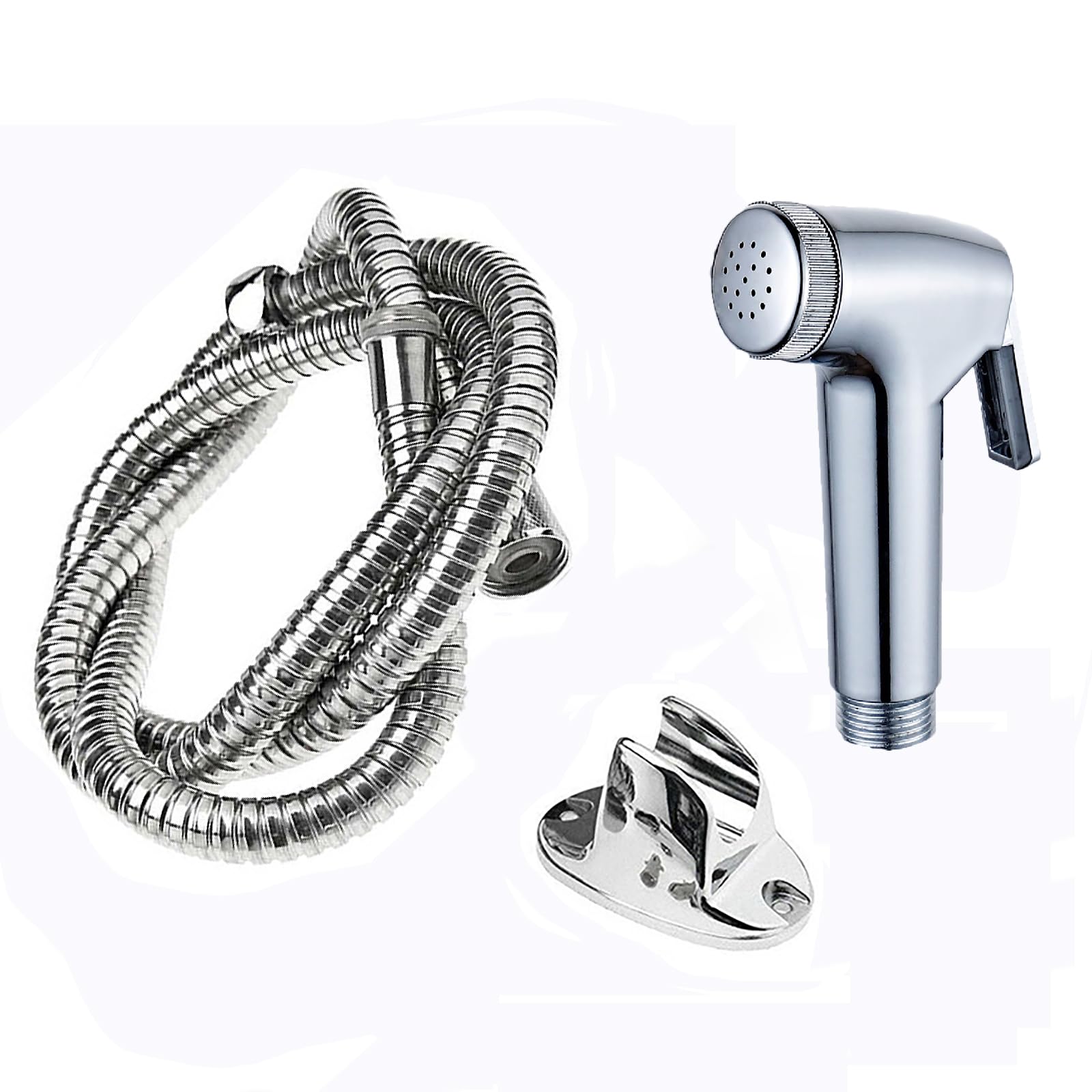 Handheld Bidet Sprayer, Toilet Douche Shower Sprayer Kit with Hose and Holder, Multi-Functional Sprayer Set for Bathroom Cleaning and Personal Hygiene (Silver)