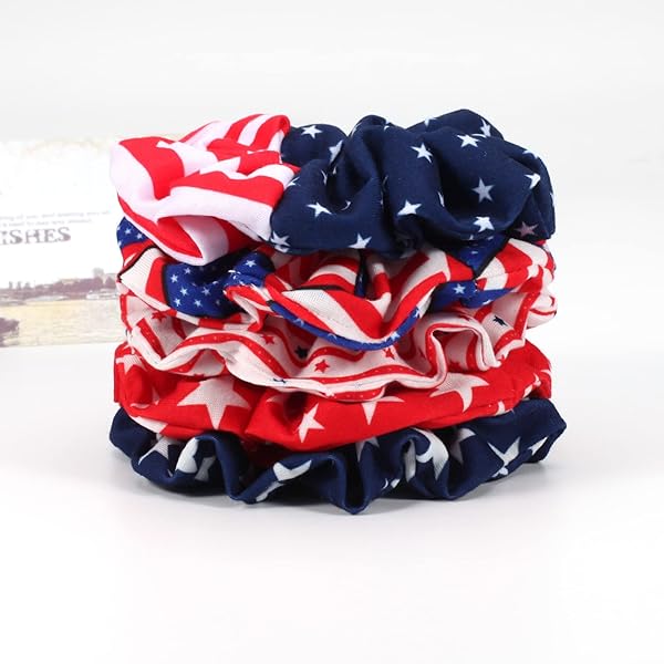 9PCS USA AMERICAN FLAG HAIR SCRUNCHIES FOR WOMEN GIRLS INDEPENDENCE DAY PATRIOTIC RED WHITE BLUE HAIR TIES FOURTH OF JULY FESTIVAL PONYTAIL HOLDER HAIR ACCESSORIES ELASTIC HAIR BAND