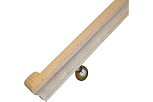 G&T WOOD PRODUCTS Solid Red Oak Handrail Kit with Wall Returns and Wall Mount Brackets (Matching Screws Included). 6010 Profile Unfinished. Indoor Use Only. (4 Ft, Antique Brass)