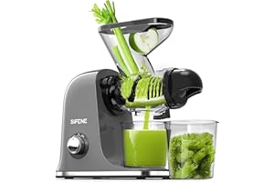 SiFENE Cold Press Juicer Machine Compact Single Serve Slow Masticating Juicer Vegetable and Fruit Juice Extractor Maker Squee