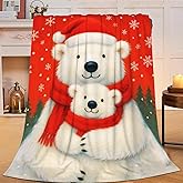 Taimeng Christmas Polar Bear Throw Blanket, Christmas Bear Animal Blanket Gifts for Women Men Stuff Fleece Cozy Flannel Warm Lightweight Blankets for Lovers Kids Teens Girls 40"X50"