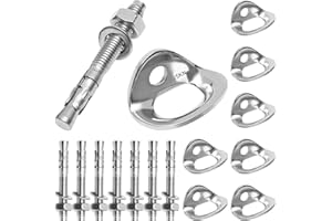 HSOKEW Climbing Anchor Bolt, 25KN Climbing Bolt Hanger 316 Stainless Steel Heavy Duty Climbing Anchor Hangers for 10 mm / 3/8" Bolt for Home Gyms, Hammocks, Trailer Tie-Downs, 8 Set