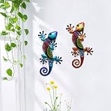 HONGLAND Metal Gecko Wall Art 2 Pack 15 Inch Lizard Outdoor Decor view 6