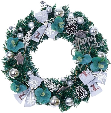 Immagini Glitterate Di Natale.Amosfun Ghirlanda Di Natale Con Pigna Bowknot Glitter Palla Porta D Ingresso Corona In Rattan Ghirlanda Decroativa Natalizia Festivita Ghirlanda Per Natale Appeso Decor Amazon It Casa E Cucina