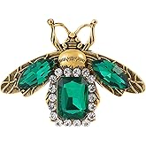 Rhinestone Green Bee Brooch Pin for Women Men Gold plated Fashion Vintage Crystal Animal Insect Theme Bumblebee Brooch Lapel Pin Exquisite Dress Accessories Jewelry