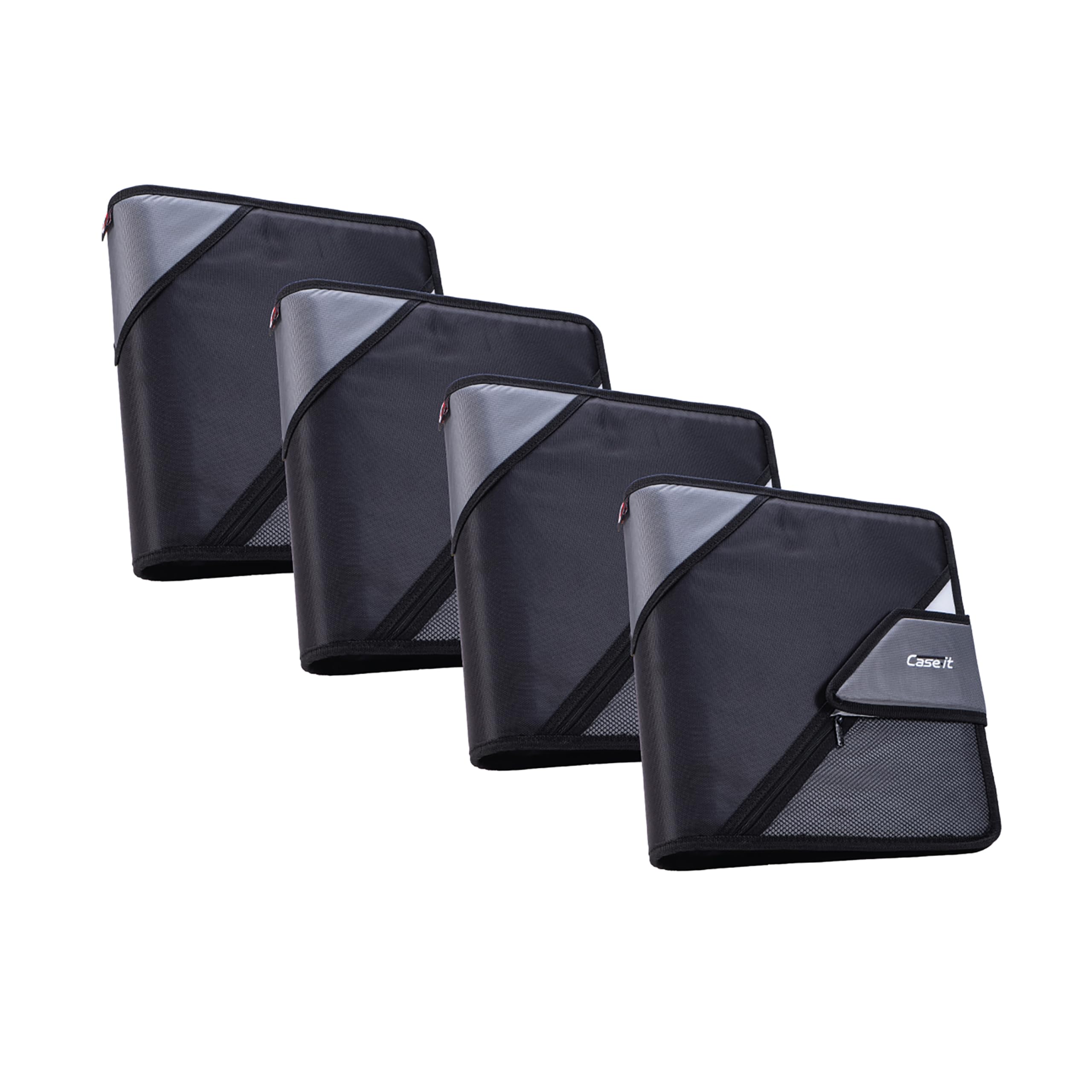 Case-It Open Tab Velcro Closure 2-Inch Binder, 5-Color Tabbed Expanding File, S-826-A Jet Black, 4 Pack Image