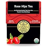 Buddha Teas Organic Rose Hips Tea - Herbal Tea, Caffeine Free | 18 ct. Microplastic Free. Bright tart flavor with fruity notes.