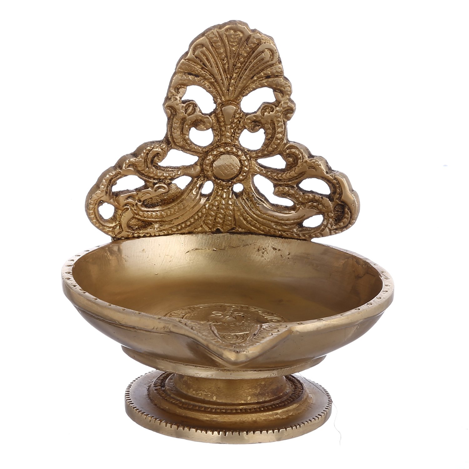 Purpledip Brass Diya Deepak in Urli Shape: Big Sized Oil Lamp for Festive Décor Gift (10955)
