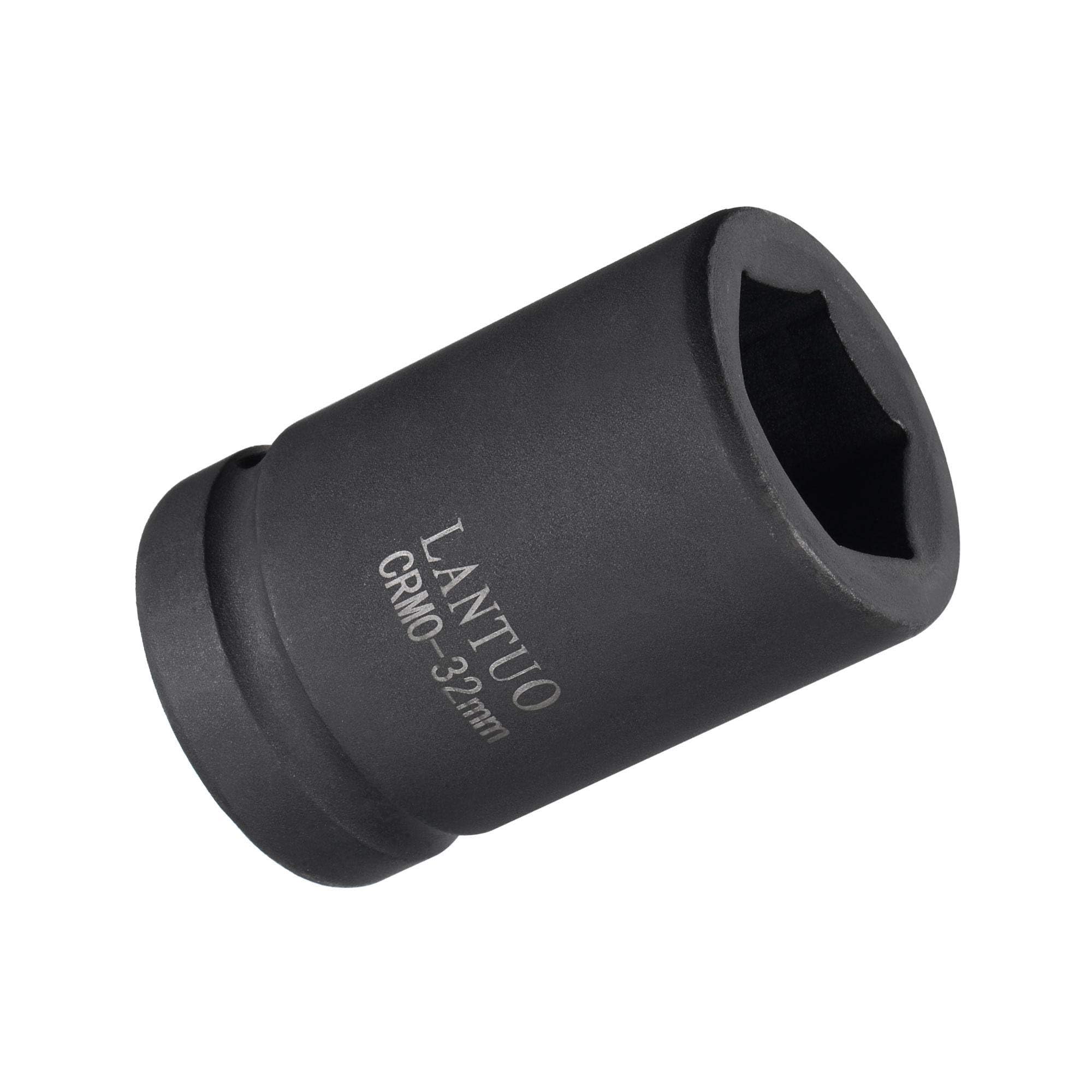 MACHSWON 1 Inch Drive - 32mm Deep Impact Socket with 6 Point Design, Heat-Treated Cr-V Steel 80mm Length, Metric Sizes