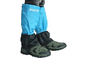 QTECLOR Men/Women Adjustable Leg Gaiters, Teen Adult Black/Blue/Green/Purple Snow Shoe Gaiters for Hiking, Snowshoeing,Walking and Hunting, Mountain Climbing Lightweight Boot Gaiters