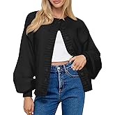 Saodimallsu Womens Long Sleeve Button Down Cardigan Sweaters Crew Neck Open Front Knit Casual Loose Fit Fall Sweater Coat