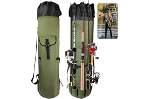 FOUUAAOOU Fishing Rod Bag, Fish Pole Case Bag with Durable Folding Oxford Fabric, Portable Fishing Gear for Men Fishing Gifts (Green)
