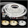 DAYBETTER COB LED Strip Lights, Tunable White(2700K-6500K) COB LED Lights with 3040 LEDs, 24V Adapter, RF Remote, Dimmable High Density Uniform LED Strip for Bedroom, Kitchen, Cabinet, CRI90+, 16.4ft