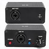 Mic Preamp, High Gain 48V Power XLR Output Mic Preamplifier, Microphone Preamp for Dynamic and Condenser Microphones Booster