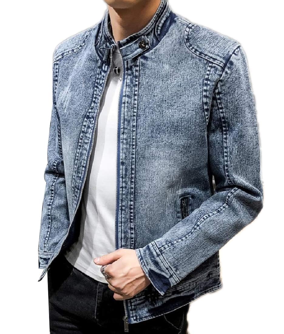 denim jacket mandarin collar