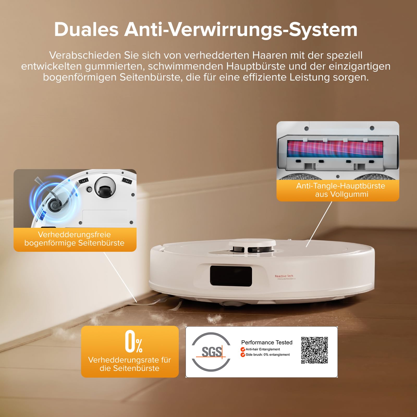 roborock QV 35S Saugroboter mit Wischfunktion, 10.000 Pa HyperForce Saugkraft, Anti-Tangle-Bürsten, Anhebbare Schleudermopps, Intelligente Hindernisvermeidung, Multifunktions-Dockingstation (Weiß)