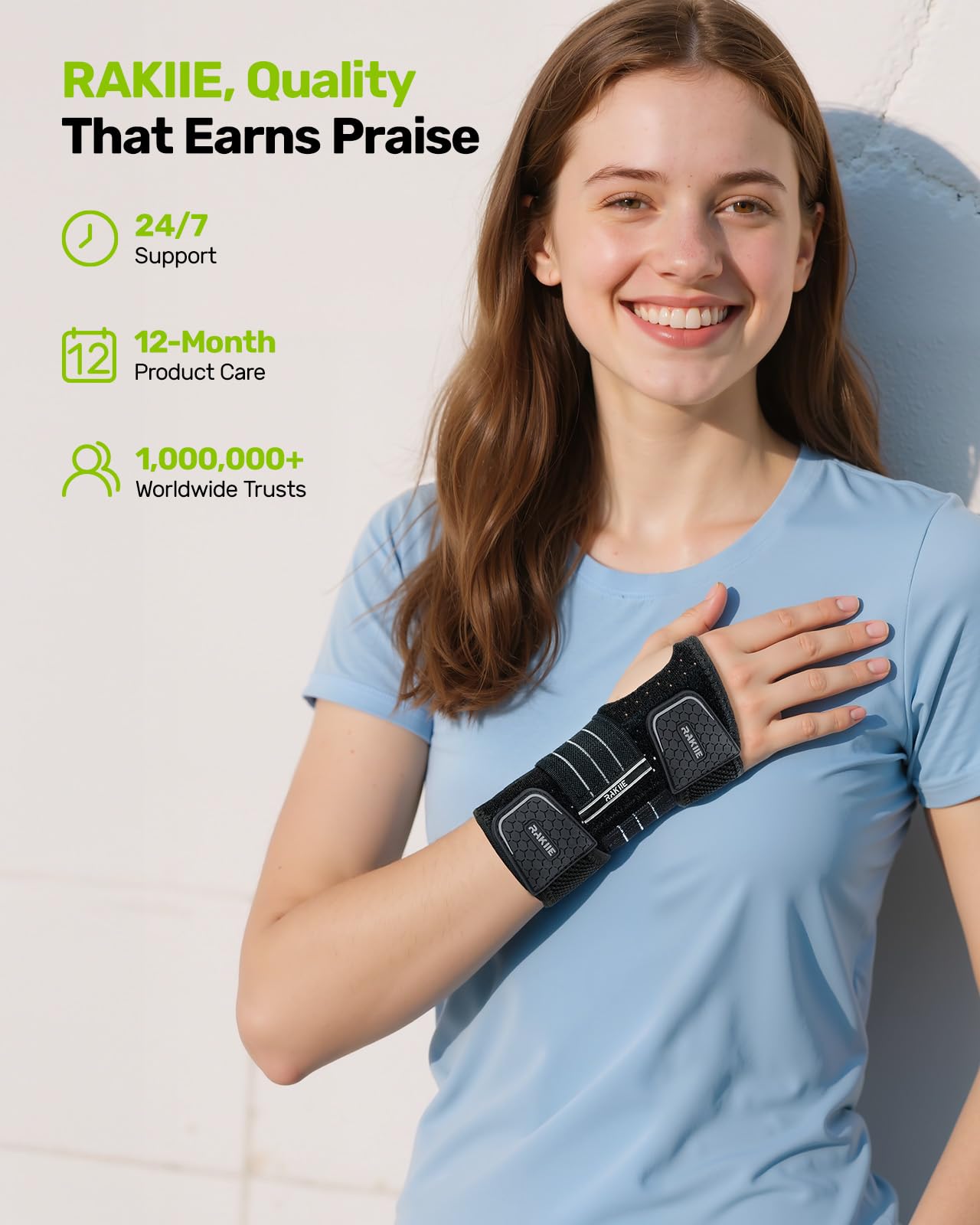 Carpal Tunnel Wrist Brace, Adjustable Night Wrist Support with 3 Metal Splints, Hand Brace for Men Women No Pressure on Thumb, Splint Stabilizer for Work, Arthritis (Right Hand, Gray, Medium)