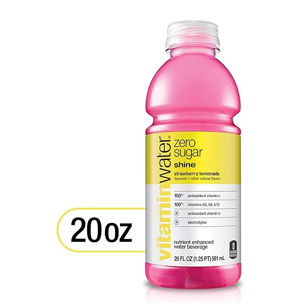 VITAMINWATER ZERO SHINE, ELECTROLYTE ENHANCED WATER W/VITAMINS, STRAWBERRY LEMONADE DRINK, 20 FL OZ