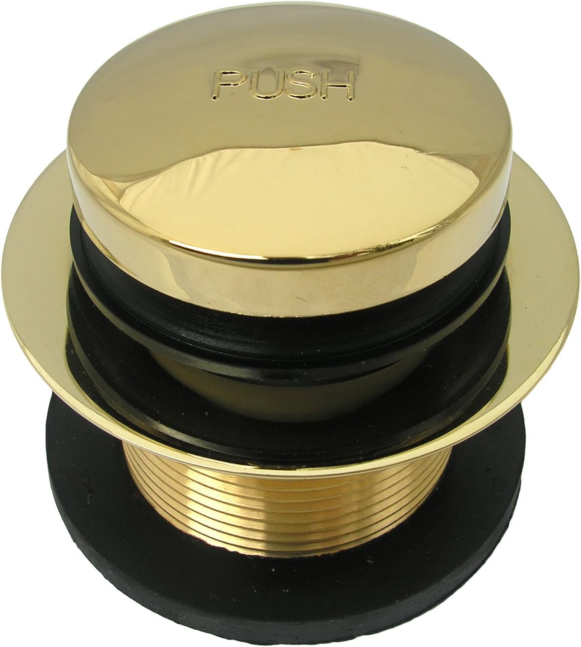 LASCO 034809PB Bathtub Drain Strainer with Tip Toe Style Stopper and 1