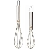 Babish 2-Piece Tiny Whisk Set – 5” & 7” Stainless Steel Mini Whisks for Mixing, Beating & Frothing – Durable Kitchen Utensils for Cooking & Baking