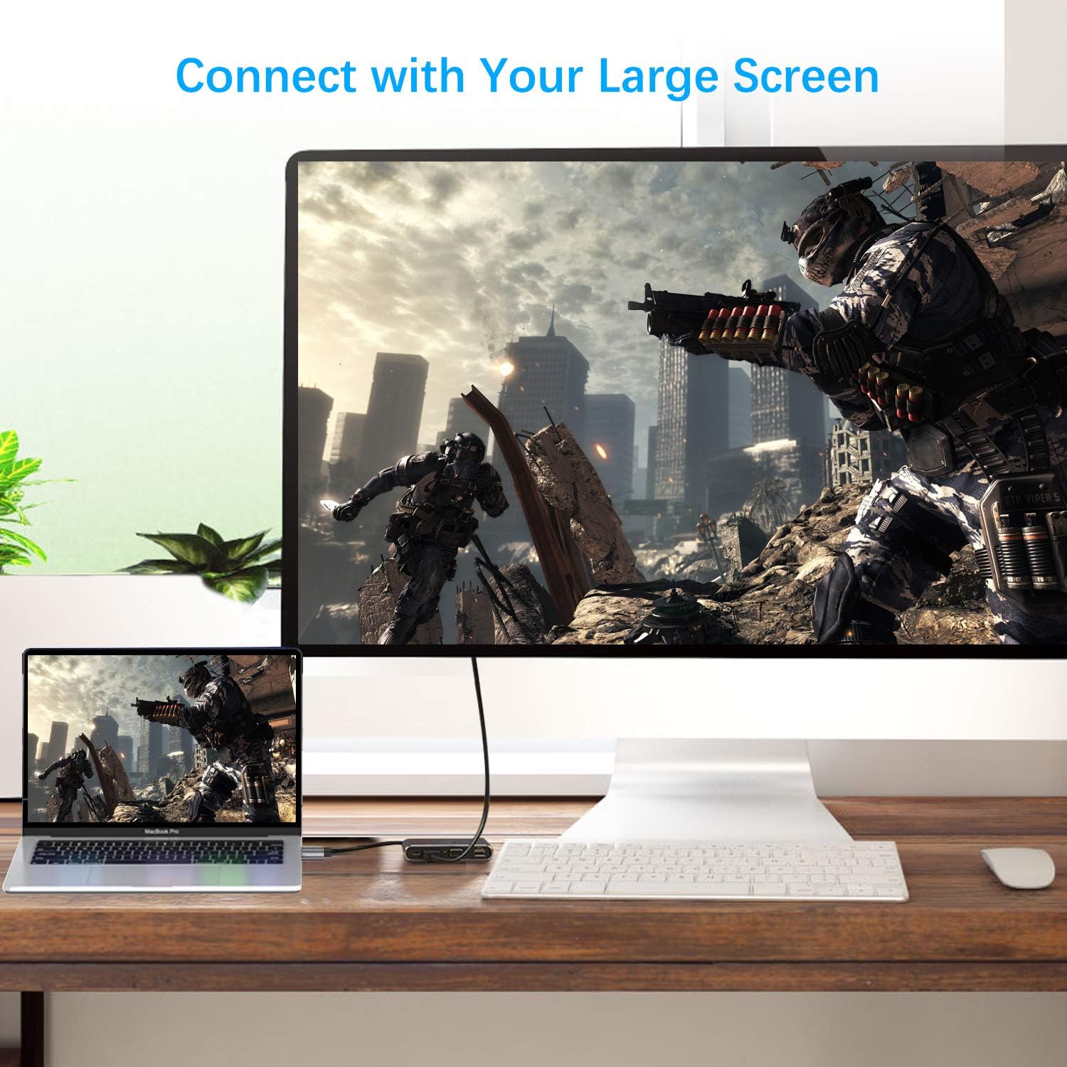 USB C to VGA Adapter Hub, 8-in-1 USB C Adapter with 4K HDMI, VGA, USB 3.0, 87W PD, Ethernet, SD/Micro SD Slot, Compatible with USB C MacBook Pro/Air/iPad Pro 2018/Dell XPS/Galaxy S8 and More: Home Audio & Theater