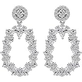 Moissanite Dangle Earrings for Women, Lab Created Diamond Drop Earrings, Sterling Silver Small Hoop Earrings with 18K White Gold Plated