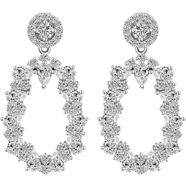 LILY TREACY CZ Halo Stud Earrings – Simulated Diamond, Ruby, Sapphire & Emerald, 15mm, In LED Gift Box