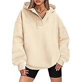 BTFBM Women's Oversized Hoodies Casual Fleece Long Sleeve V Neck Sweatshirts 2026 Trendy Fall Outfits Spring Clothes