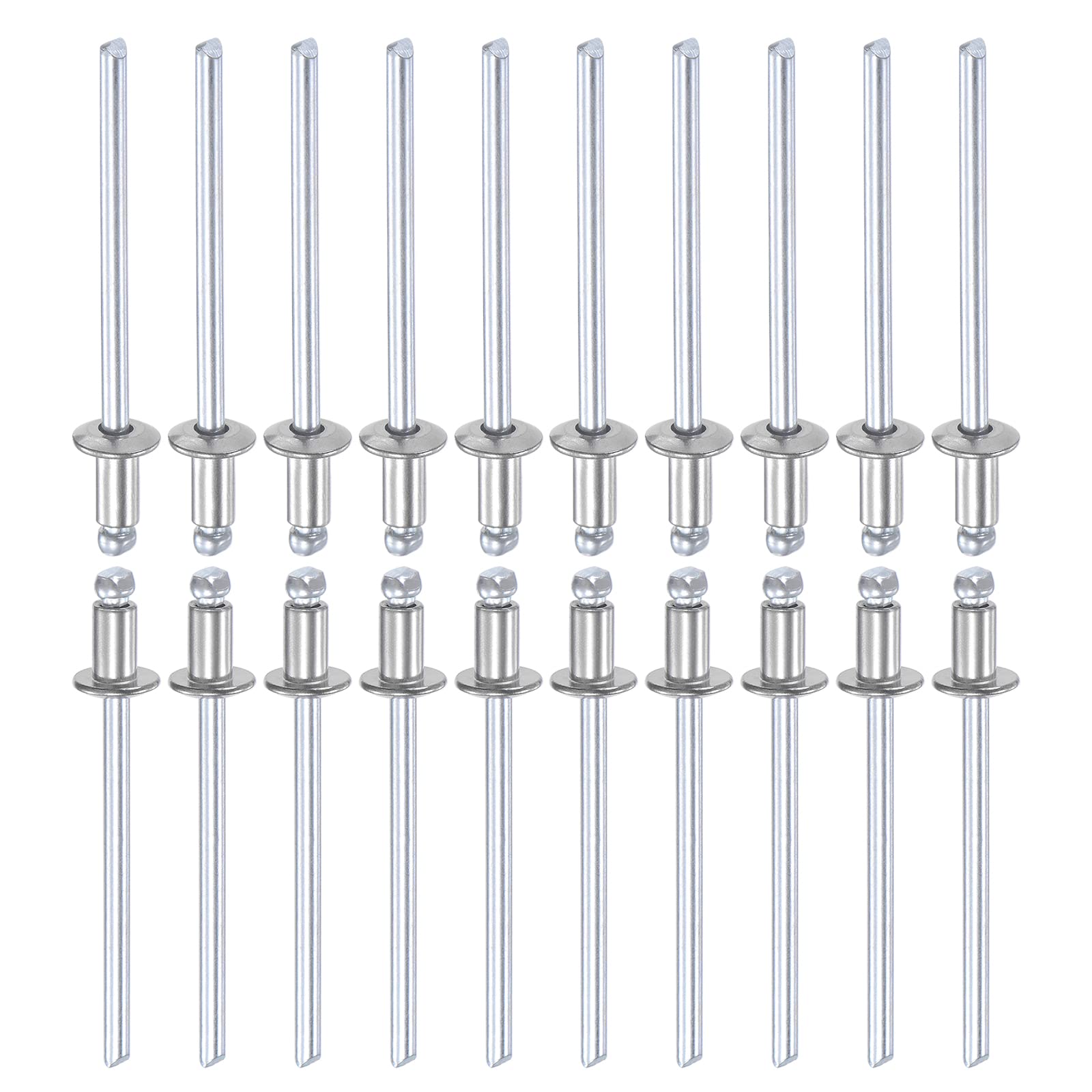 DTGN 3.2mm x 6mm (DXL) Blind Rivets - 50Pack - Good for Machinery Joining - 304 Stainless Steel Dome Open End Rivet — image 1