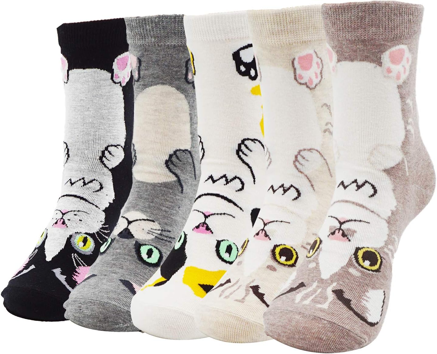 Women's Lady's Cute Owl Design Cotton Socks,5 Pairs