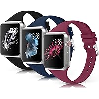 TreasureMax Slim Band Compatible with Apple Watch 38mm 40mm 42mm 44mm,Soft Silicone Narrow Thin Sport Replacement…