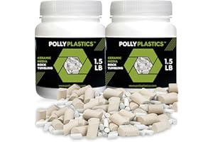 Polly Plastics Rock Tumbling Ceramic Filler Media (Small and Large Mixed Cylinder Size) - Non-Abrasive Ceramic Pellets for All Type Tumblers (3 lbs)