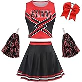 AGCOAH Women Cheerleader Uniform Costume Adult Crop Top Cheer Outfit Halloween Party Cosplay