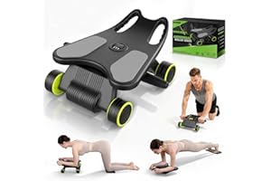 AMZDANCE Ab Roller with Elbow Support, Ab Roller Board Core Workout Machine with 4 Wheels, Mini Pilates Reformer Equipment for Home Gym, Abdominal Full-Body Strength Exercise Trainer with Knee Pad