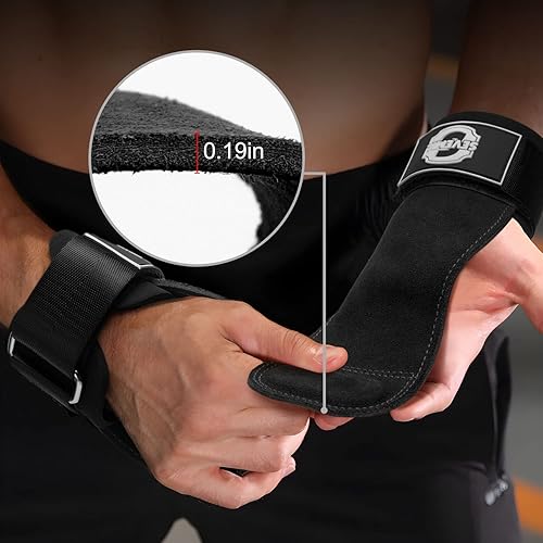 Weight Lifting Wrist Straps, Double Layer Leather Hand Grip