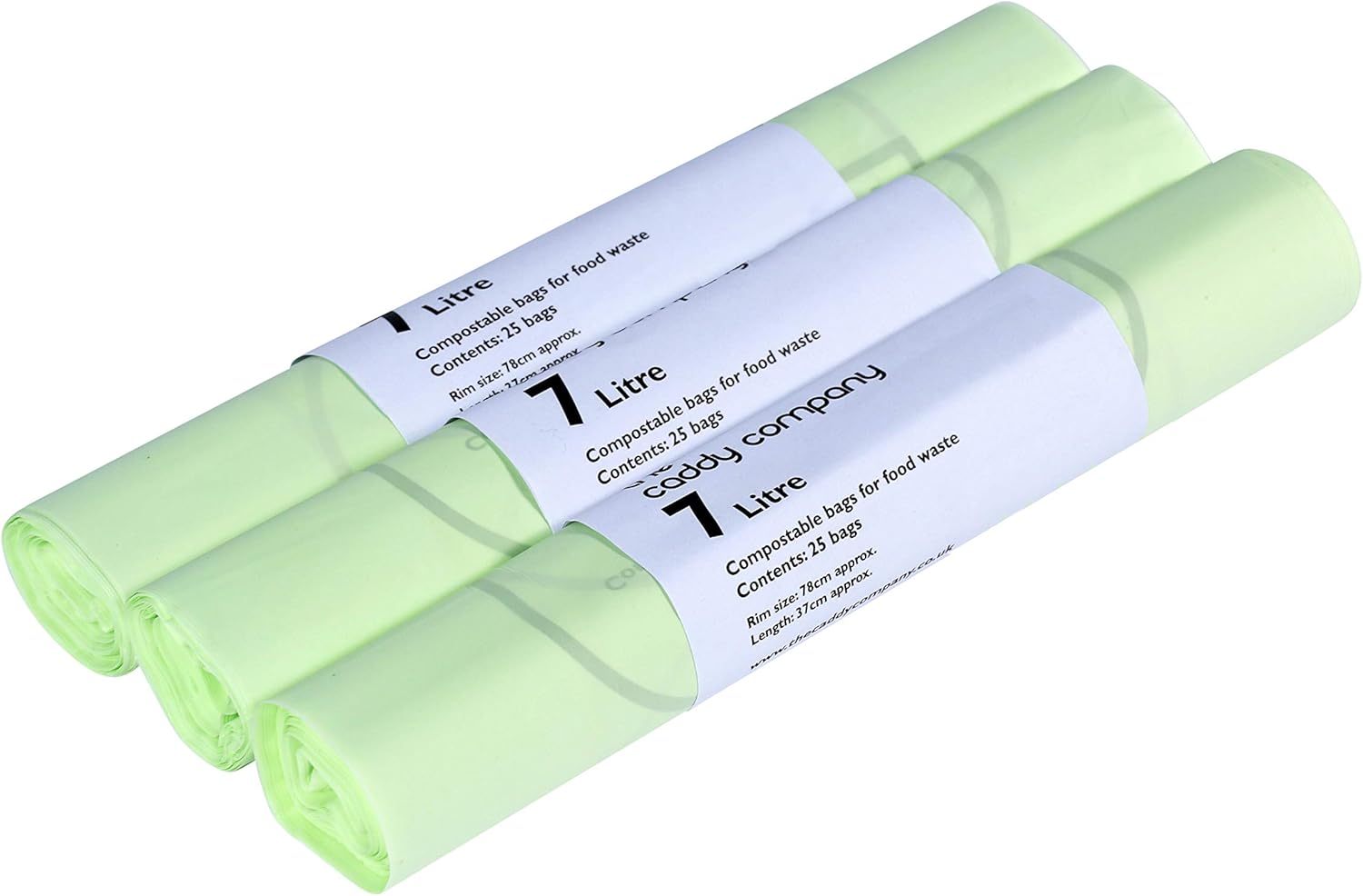 The Caddy Company 7 Litre Compostable Bin Liners with 75 Bags , Green, 3 count (Pack of 1)