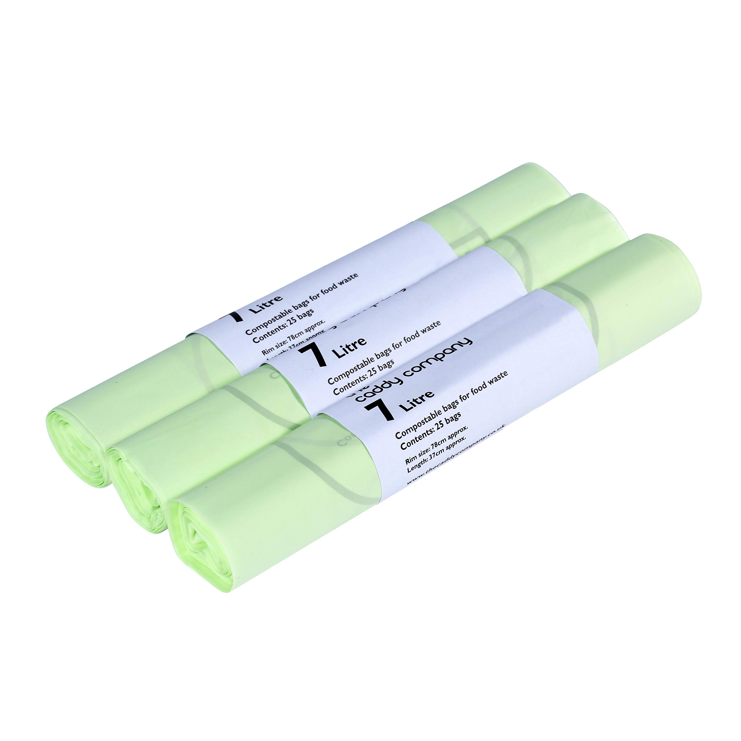 The Caddy Company 7 Litre Compostable Bin Liners with 75 Bags , Green