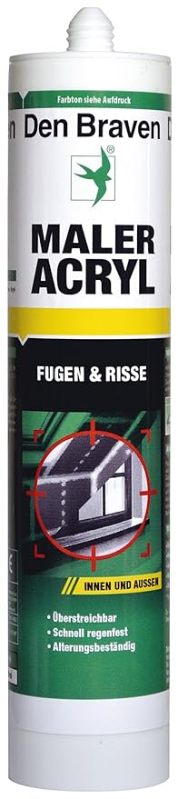 Den Braven CAC33A511002 Den Maleracryl Weiss (-20° bis +75°C), Dichtstoff, regenfest, streichbar, alterungsbeständig, hochwer