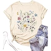 Vintage Floral Shirts Women Boho Wildflowers T-Shirt Wildflower Graphic Tee Shirts Summer Nature Tshirts Tops