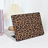 BYCeke Compatible with MacBook Air 15 inch Case 2025 2024 2023 M4 A3241 M3 A3114 M2 A2941,for Mac Air15 M3 Leather Cheetah Print Hard Shell&Keyboard Cover for MacBook 15 M4 Plastic Cases,Leopard Brown