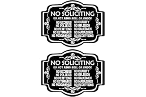 PERAMARL No Soliciting Sign for House 2Pack, Do Not Ring Bell or Knock Signs for Home, Use for Office or Business Front Door Warning Reminder Signs, Apartment Porch Entrances Wall Decor Use 8" x 6"