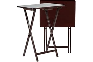 PJ Wood 2-Pack Folding TV Tray Set, Espresso- Collapsible Portable Snack Serving Tables, Home Furniture for Living Room, Bedroom, and Kitchen