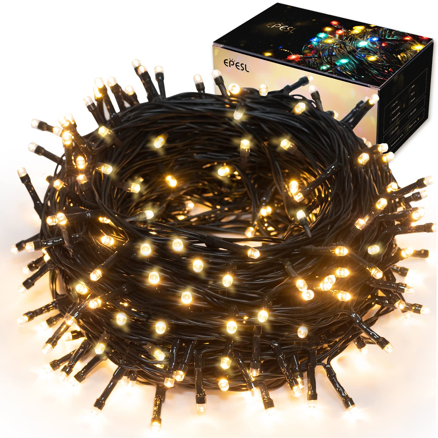 Christmas String Lights Warm White- 115ft/35m 320 LEDs Memory Function 8 Modes End to End Plug Extendable Waterproof Outdoor Indoor Fairy Lights for Xmas Tree Halloween Yard Home Party Garden Wedding