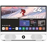 othoig 24 Inch Portable Smart TV, 1080P FHD Small TV with Built-in APP, ATSC Tuner, 3 HDMI/2 USB/AV Inputs, 20W Speakers and Carry Handle for Kitchen, Camping, RV, Adapter Powered