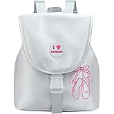 NOVELPAK Silver Ballet Backpack,Dance Tutu Bag for Teen Girls, Daily Practice Ballet Team Bag with Interchangable Badge, Multi-Pockets .Ideal Capacity in 15L (MATT- SILVER)