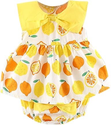 Chic Chic Ensemble Bebe Fille Robe Sans Manche Et Bloomer Short Motif Avec Nœud A Deux Boucles Mignon Confortable Et Doux Ete Amazon Fr Vetements Et Accessoires