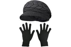HINDAWI Winter Hats Gloves for Women Knit Warm Snow Ski Outdoor Caps Touch Screen Mittens