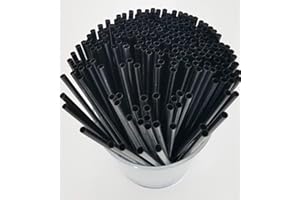 Black Plastic Drinking Straws, 5.25 Inch Coffee and Cocktail Sipping Stir Straws, 1000 Count Bulk Pack with Reclosable Storag